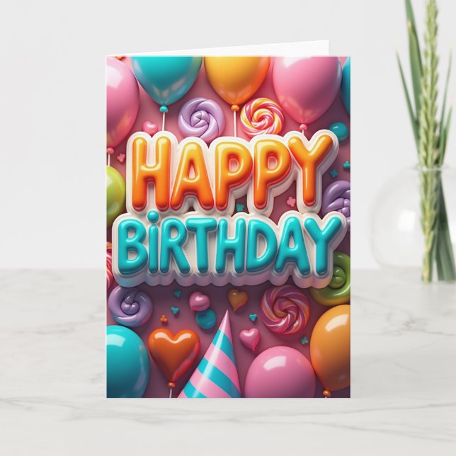 Teal And Orange Birthday Card (Front)