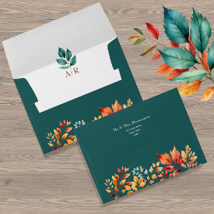 Teal and Orange Fall Wedding Envelope