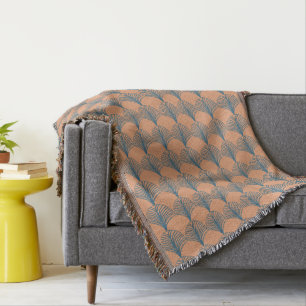 Teal and Orange Fans Throw Blanket