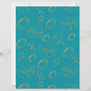 Teal and Orange Football Play Team Color Paper
