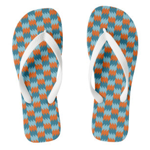 Teal and orange geometric jandals