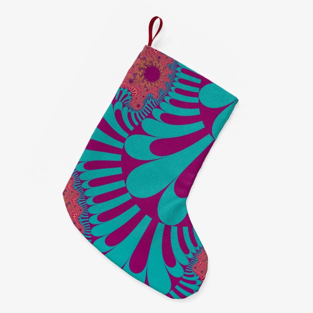Teal and Orange Loop Small Christmas Stocking (Front (Hanging))