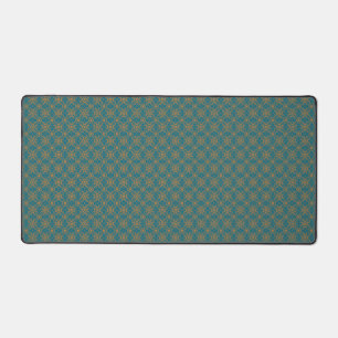Teal And Orange Pattern Artistic Design Desk Mat
