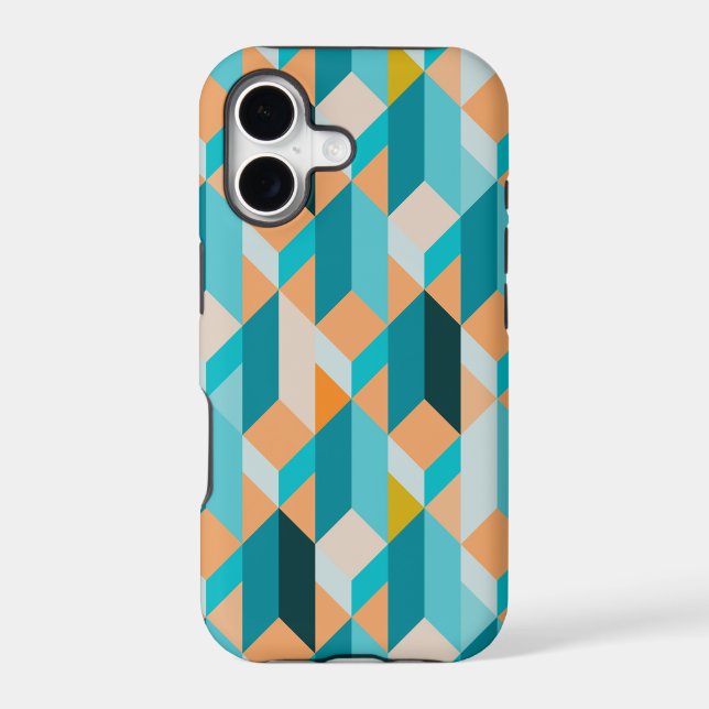 Teal And Orange Shapes Pattern (Back)