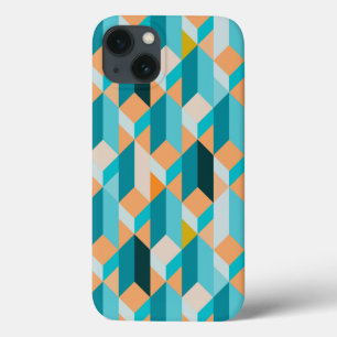 Teal And Orange Shapes Pattern iPhone 13 Case