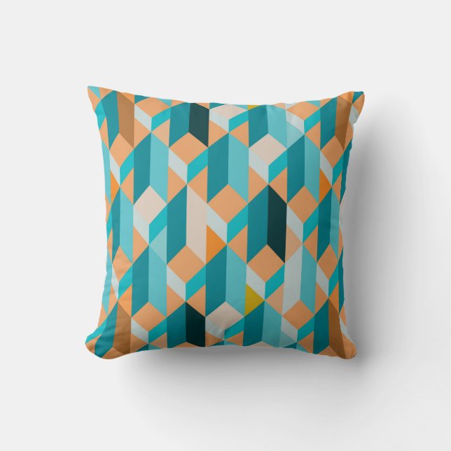 Teal And Orange Shapes Pattern Cushion (Front)