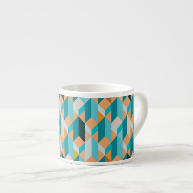 Teal And Orange Shapes Pattern Espresso Cup (Front Right)