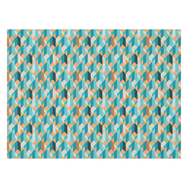 Teal And Orange Shapes Pattern Tablecloth (Front (Horizontal))