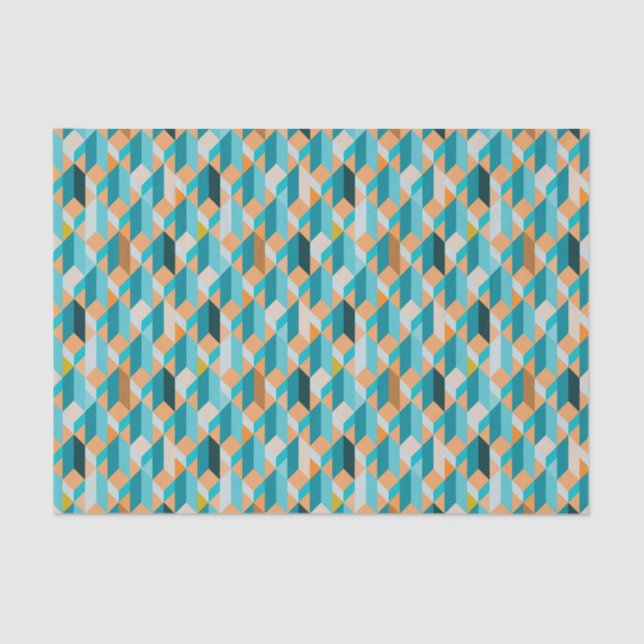 Teal And Orange Shapes Pattern Tissue Paper (Front)