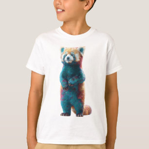 Teal and Orange Standing Red Panda Kids T-Shirt