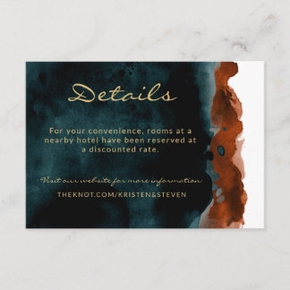 Teal and Orange Wedding Details Enclosure Card