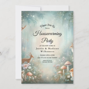 Teal and Peach Enchanted Forest Housewarming Invitation