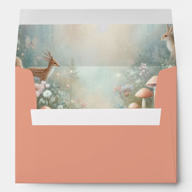 Teal and Peach Enchanted Forest Wedding Envelope (Back (Bottom))