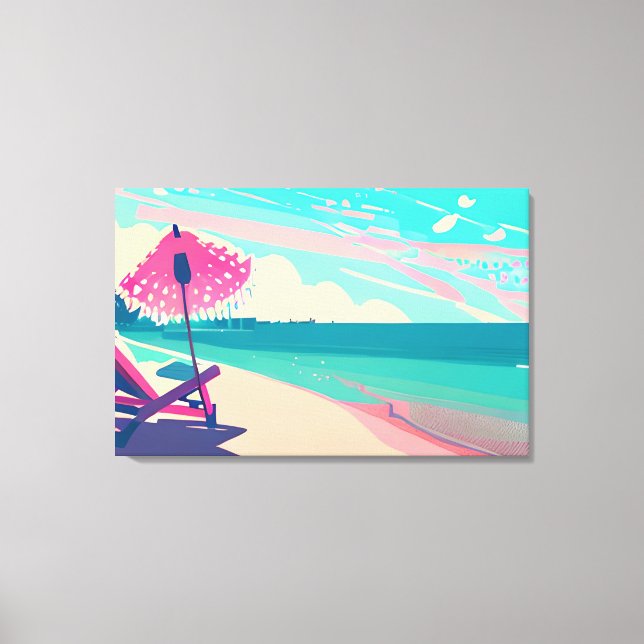 Teal and Peach Sandy Beach  Canvas Print (Front)