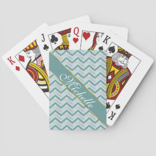 Teal and Pearls ZigZag Playing Cards