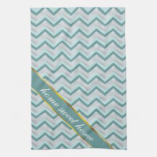 Teal and Pearls ZigZag Tea Towel