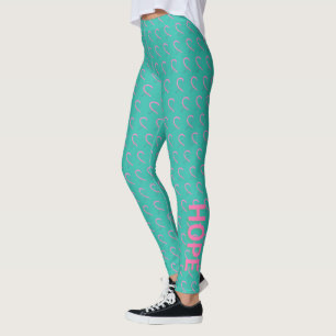 Teal and Pink Awareness Ribbon Angel Leggings