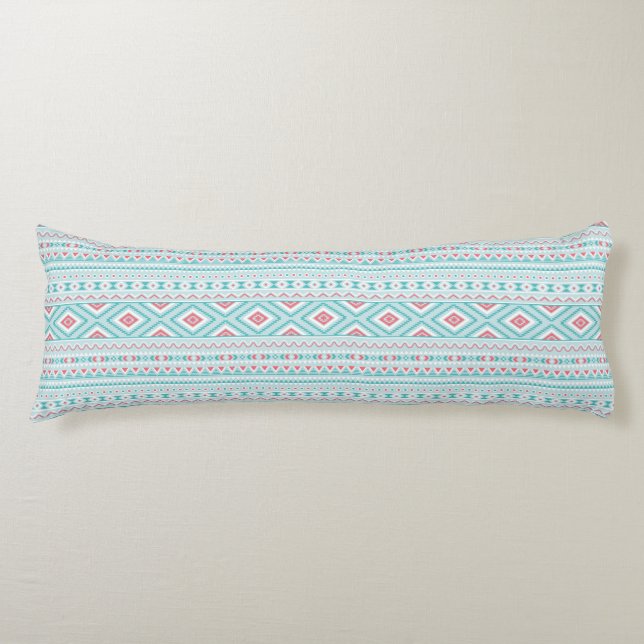 Teal and Pink Aztec Tribal Pattern Body Cushion (Front)