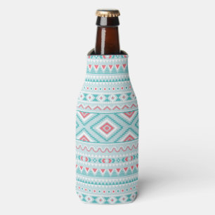 Teal and Pink Aztec Tribal Pattern Bottle Cooler