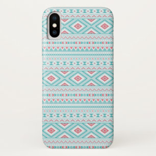Teal and Pink Aztec Tribal Pattern iPhone X Case