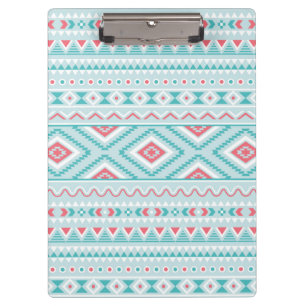 Teal and Pink Aztec Tribal Pattern Clipboard