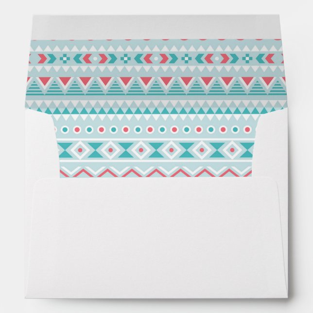 Teal and Pink Aztec Tribal Pattern Envelope (Back (Bottom))
