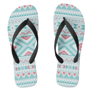 Teal and Pink Aztec Tribal Pattern Jandals