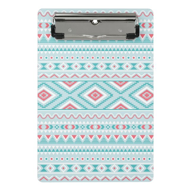 Teal and Pink Aztec Tribal Pattern Mini Clipboard (Front)