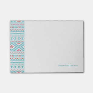 Teal and Pink Aztec Tribal Pattern Post-it Notes