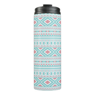 Teal and Pink Aztec Tribal Pattern Thermal Tumbler