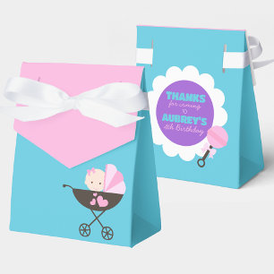 Teal and Pink Baby Doll Treat Gift Favour Boxes