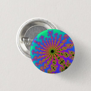 Teal and Pink Burst 3 Cm Round Badge