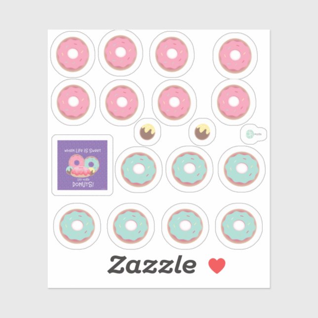 Teal and Pink Frosted Doughnuts Planner Stickers (Sheet)