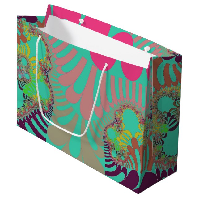Teal and Pink Mod Large Gift Bag (Front Angled)