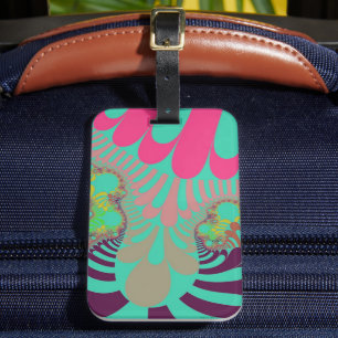 Teal and Pink Mod Luggage Tag