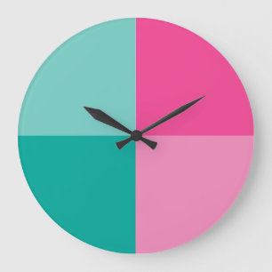 Teal and Pink Modern Art Colour-block Wall Clock