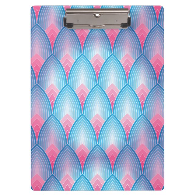Teal And Pink Petal Pattern Clipboard (Front)