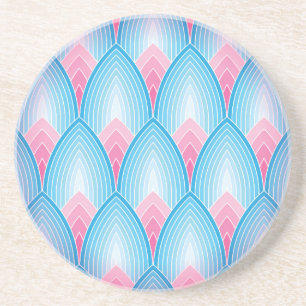 Teal And Pink Petal Pattern Coaster