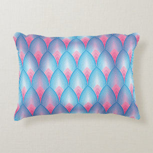 Teal And Pink Petal Pattern Decorative Cushion