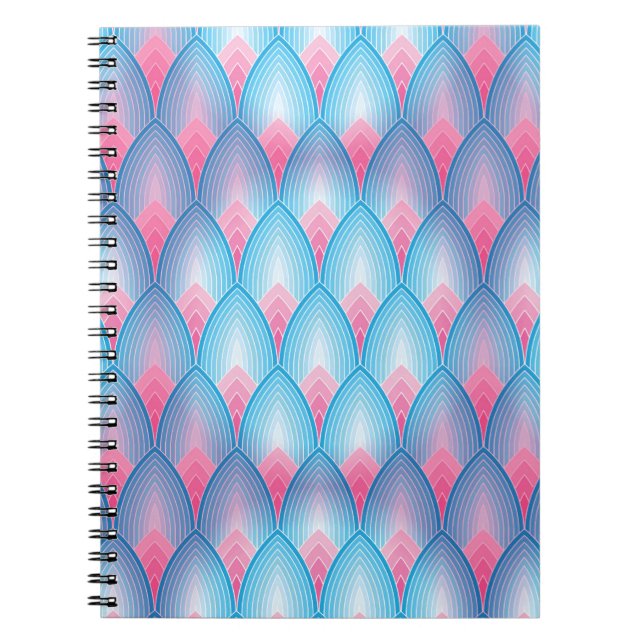 Teal And Pink Petal Pattern Notebook (Front)