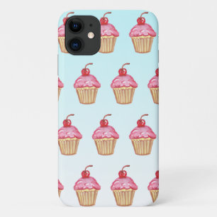 Teal and Pink Strawberry Cupcakes Case-Mate iPhone Case