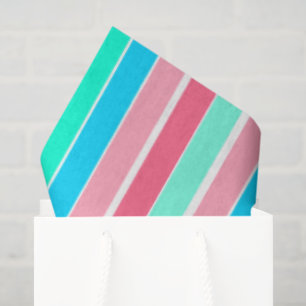 Teal and Pink Stripes Tissue Paper
