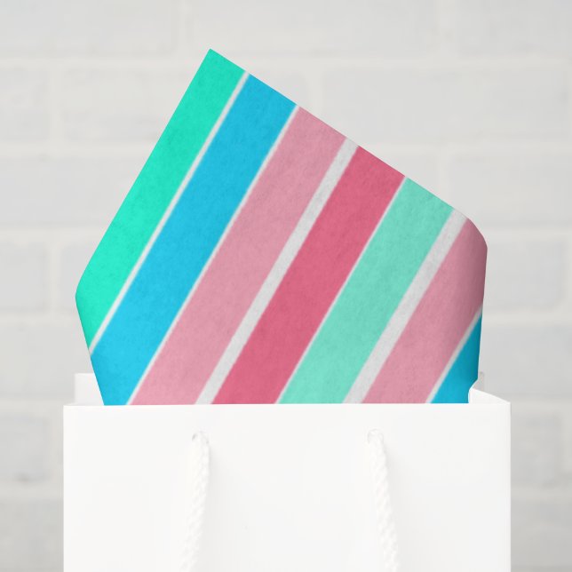 Teal and Pink Stripes  Tissue Paper (Gift Bag)