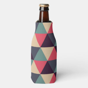 Teal And Pink Triangle Pattern Bottle Cooler