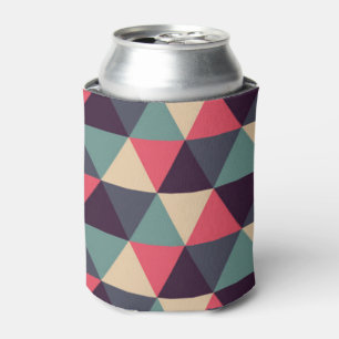 Teal And Pink Triangle Pattern Can Cooler