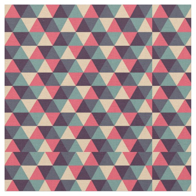 Teal And Pink Triangle Pattern Fabric (Close Up)