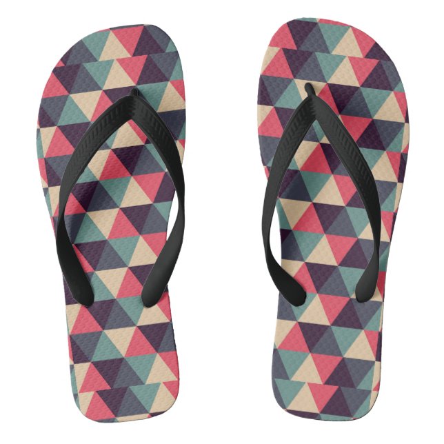 Teal And Pink Triangle Pattern Jandals (Footbed)