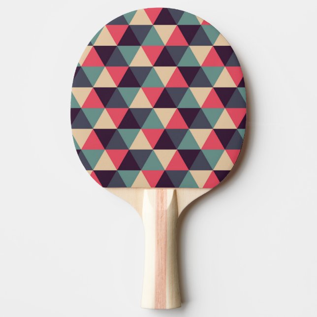 Teal And Pink Triangle Pattern Ping Pong Paddle (Front)