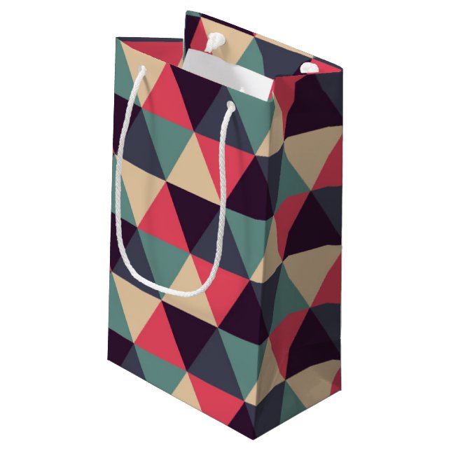 Teal And Pink Triangle Pattern Small Gift Bag (Back Angled)