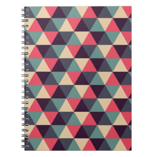 Teal And Pink Triangle Pattern Spiral Notebook